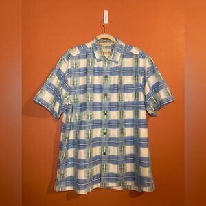 Tommy Bahama Silk Cotton Casual Button Down Polo Shirt Mens Size L